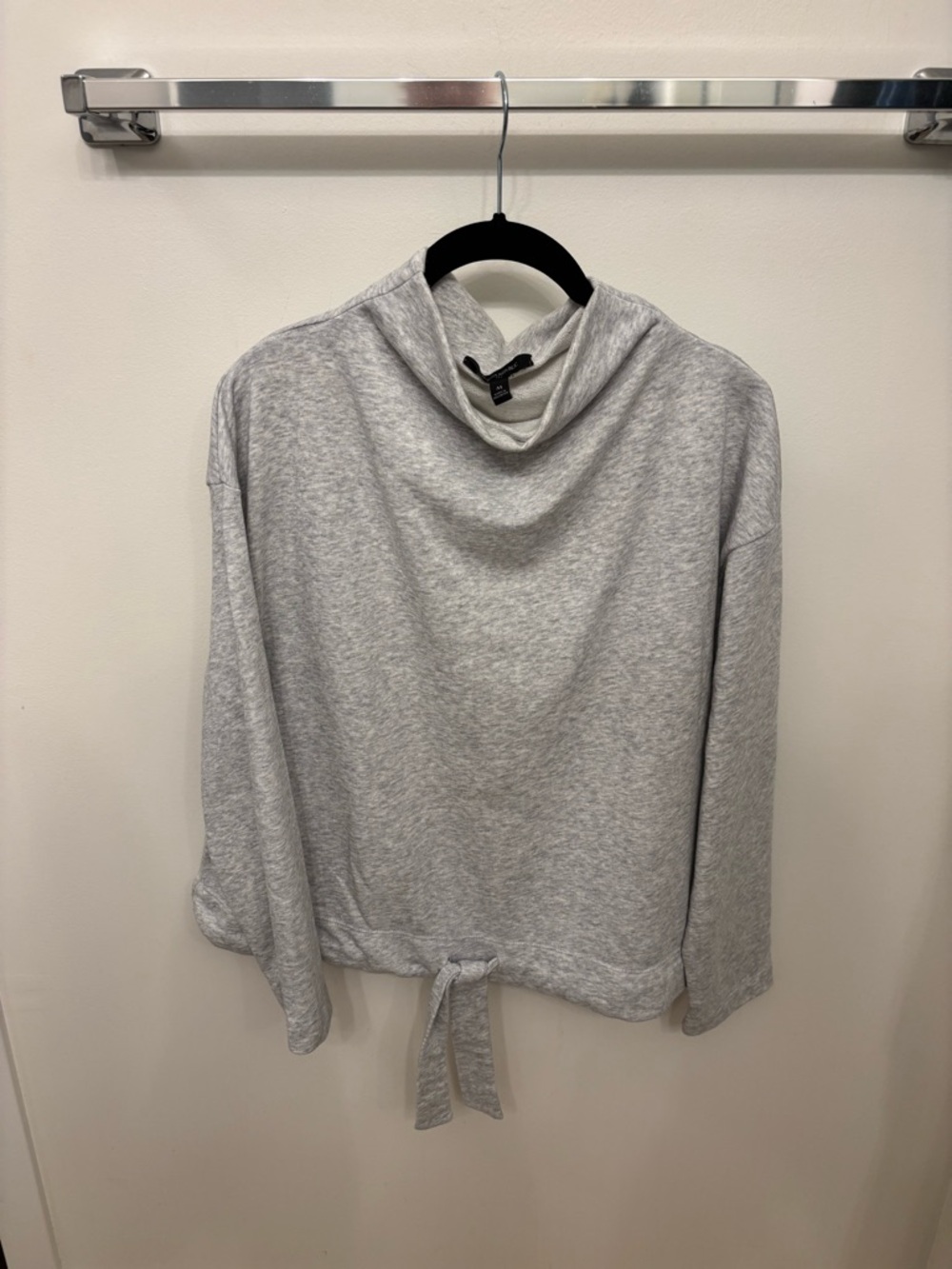 Banana Republic Heather Gray funnel Neck Tie-Hem Sweatshirt